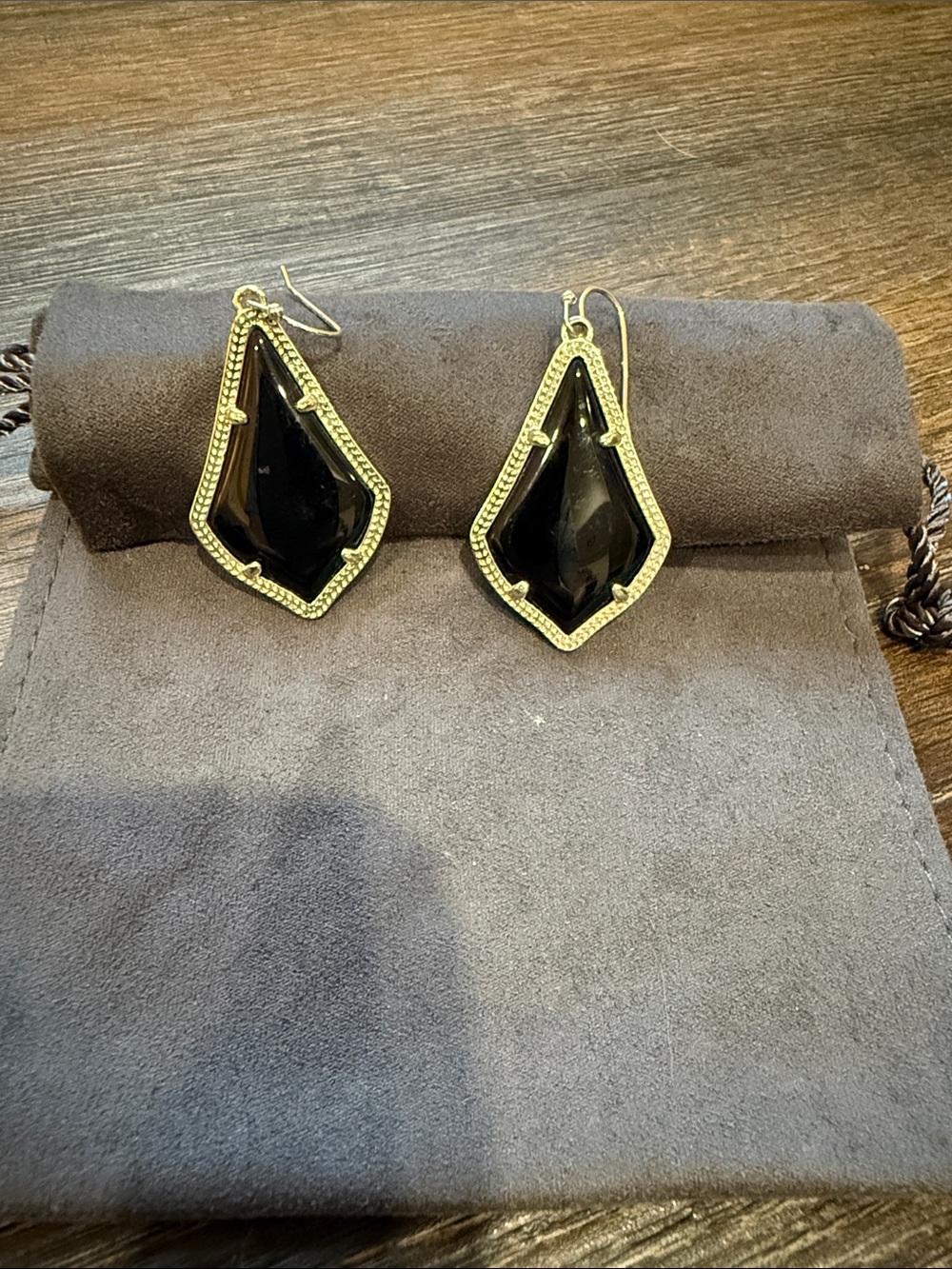 Kendra Scott Black & Gold Shield Drop Earrings